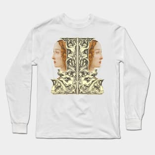 Renaissance red-haired girl with dragon and acanthus leaves Long Sleeve T-Shirt